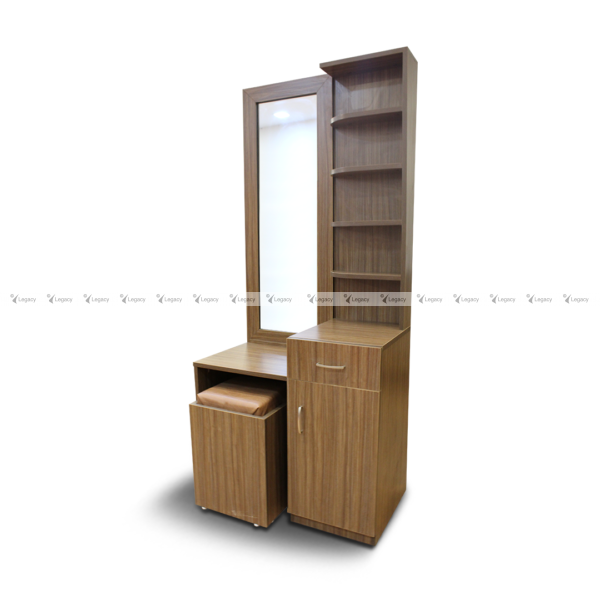 Multiple shelf dressing table with stool